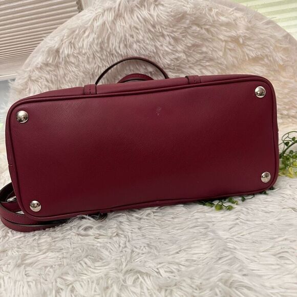 Coach Peyton Cora Magenta Leather Domed Satchel Crossbody Convertible Bag F25671 - Picture 4 of 12